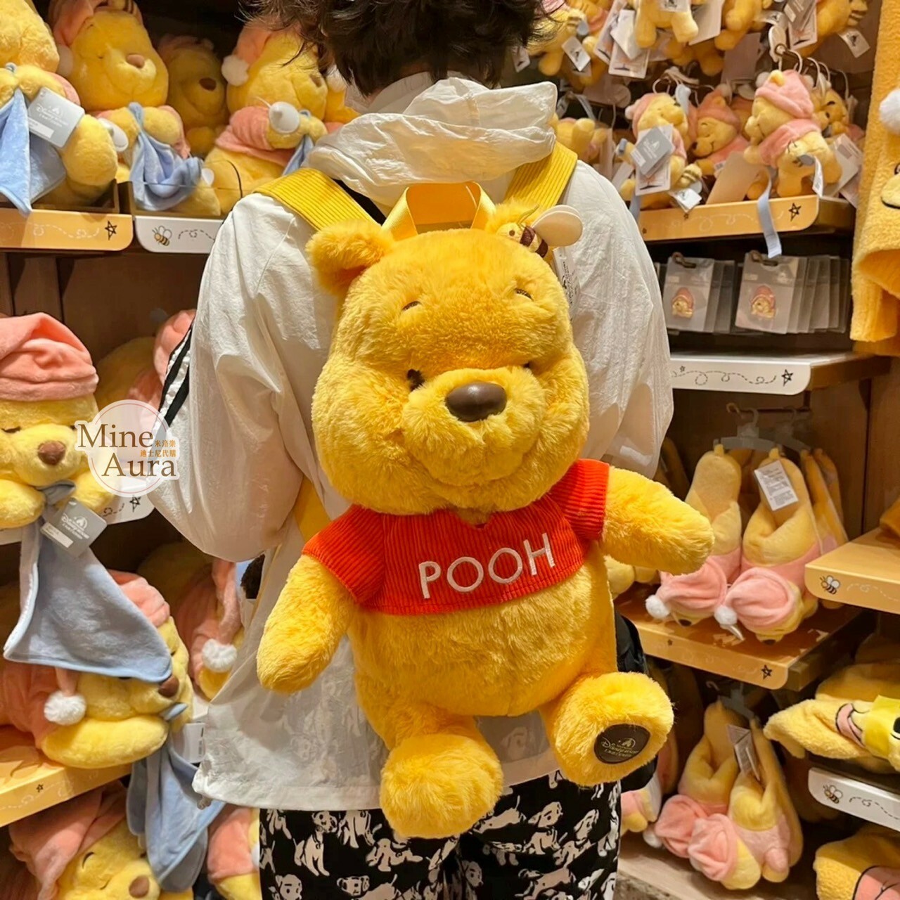 小熊維尼 Winnie the Pooh 絨毛娃娃玩偶 造型 後背包 -上海迪士尼樂園