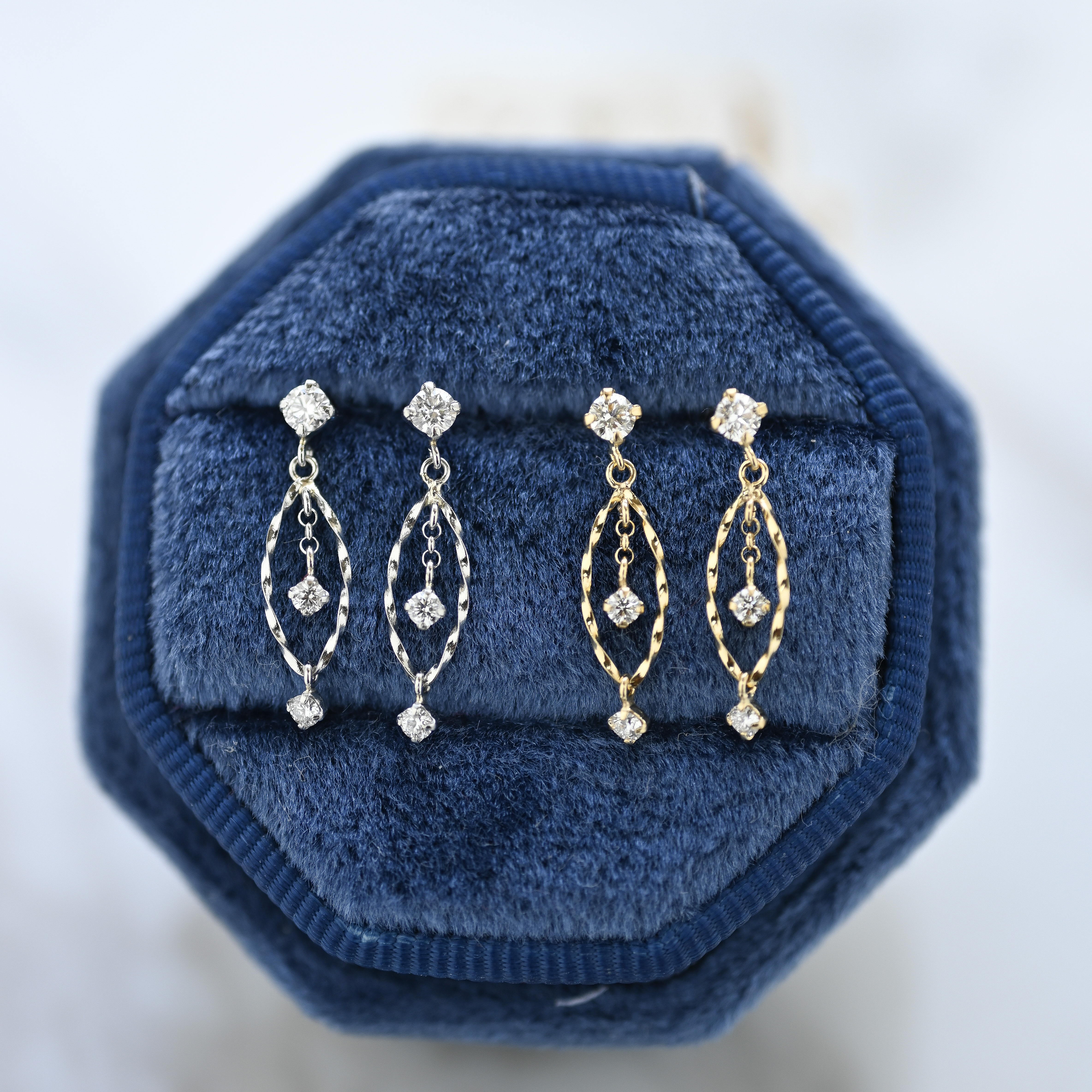 18K Hoop Dropping Diamond Earring