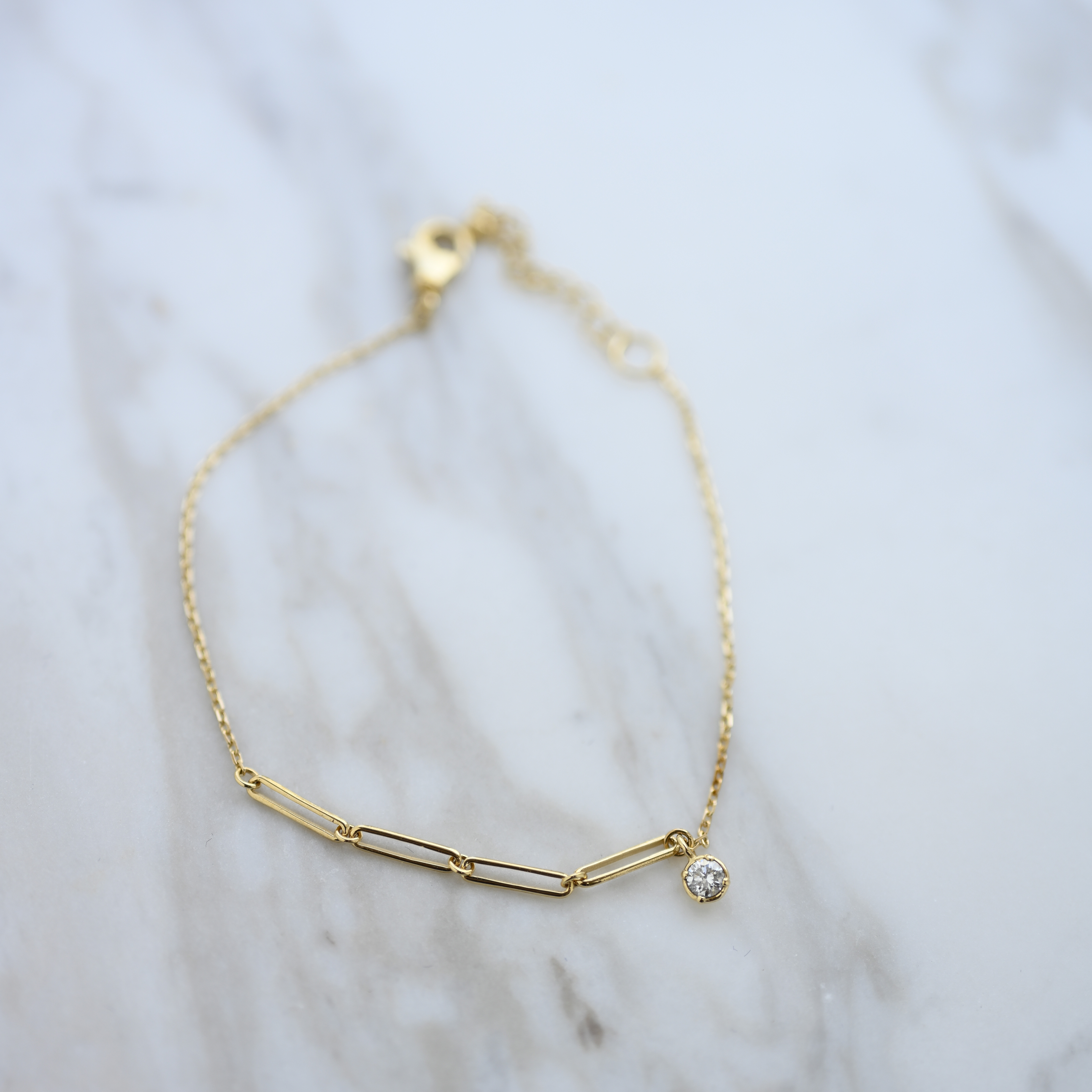 18K Halo Block Diamond Bracelet