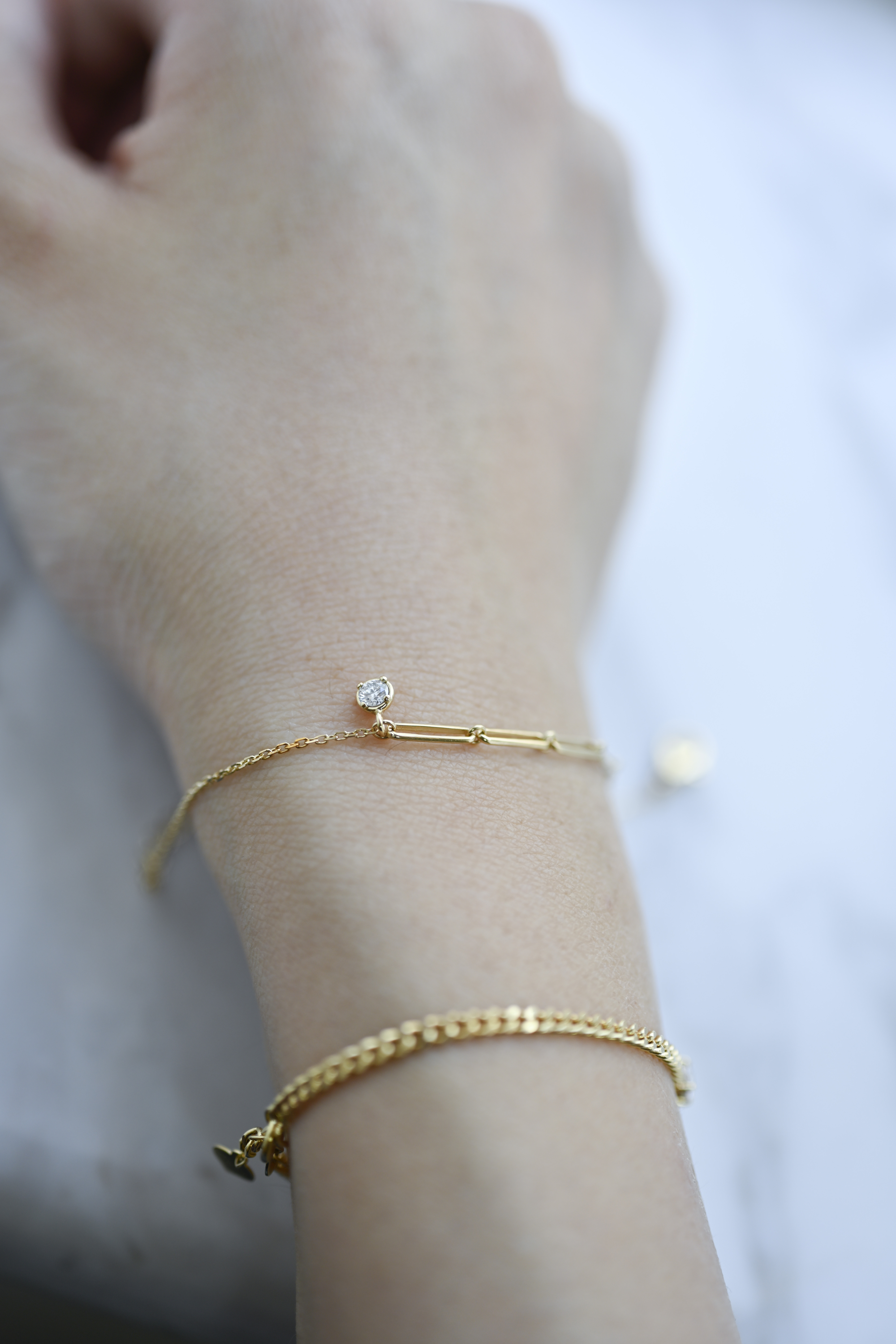 18K Halo Block Diamond Bracelet