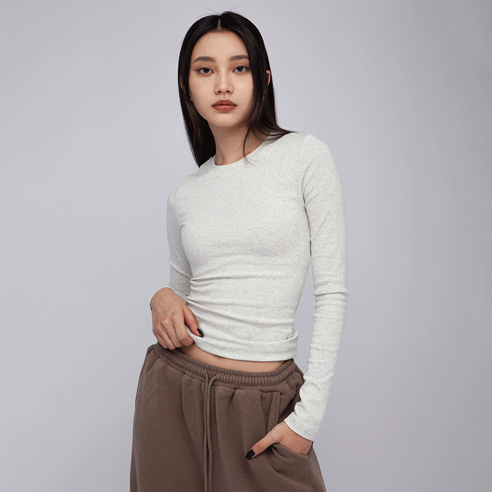 圓領羅紋長袖上衣