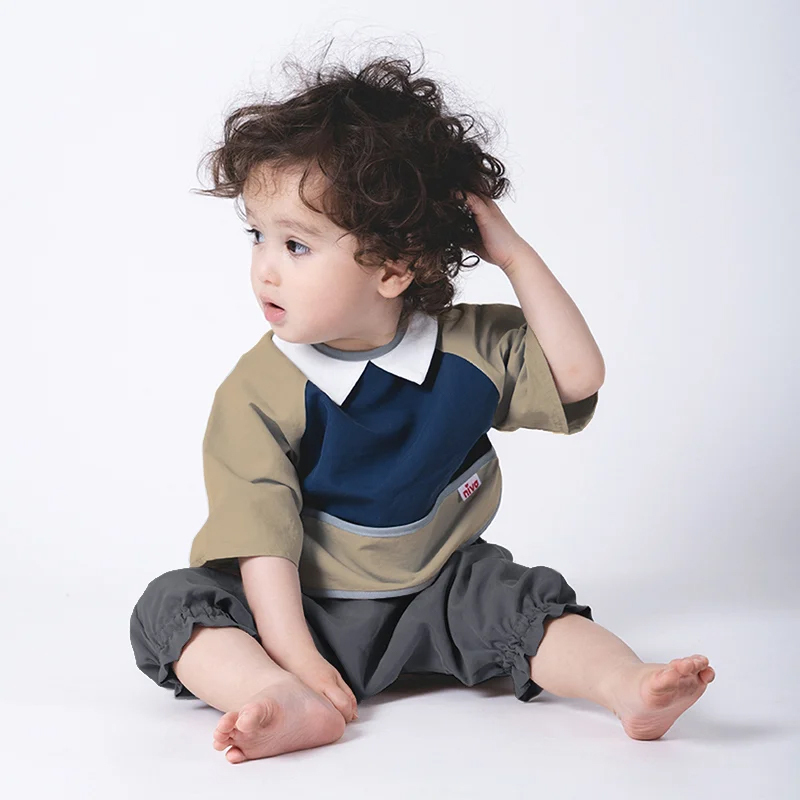 Niva 可愛造型圍兜/口水巾-午茶小紳士(卡其)