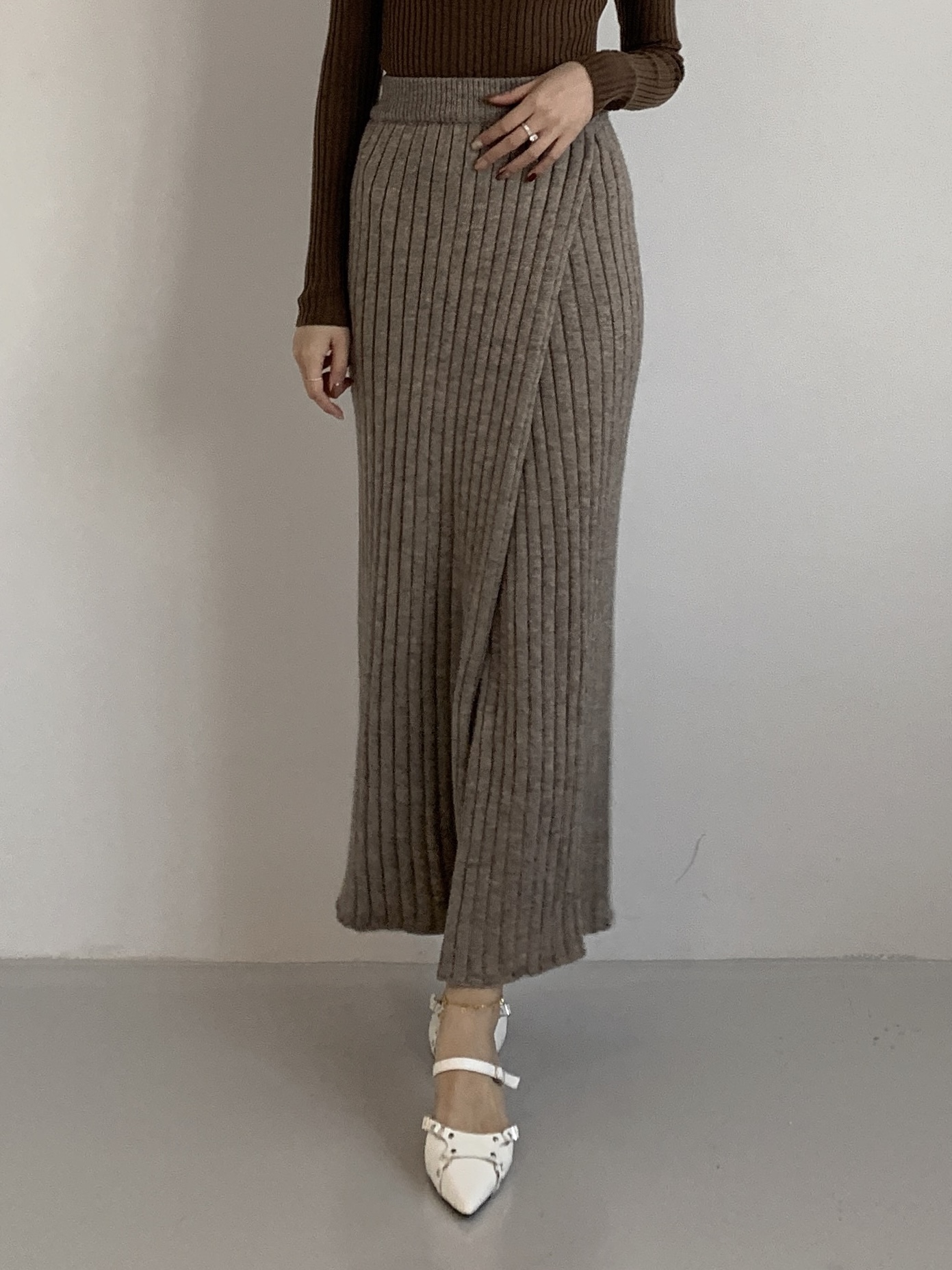 Two-ply Knit Midi Skirt