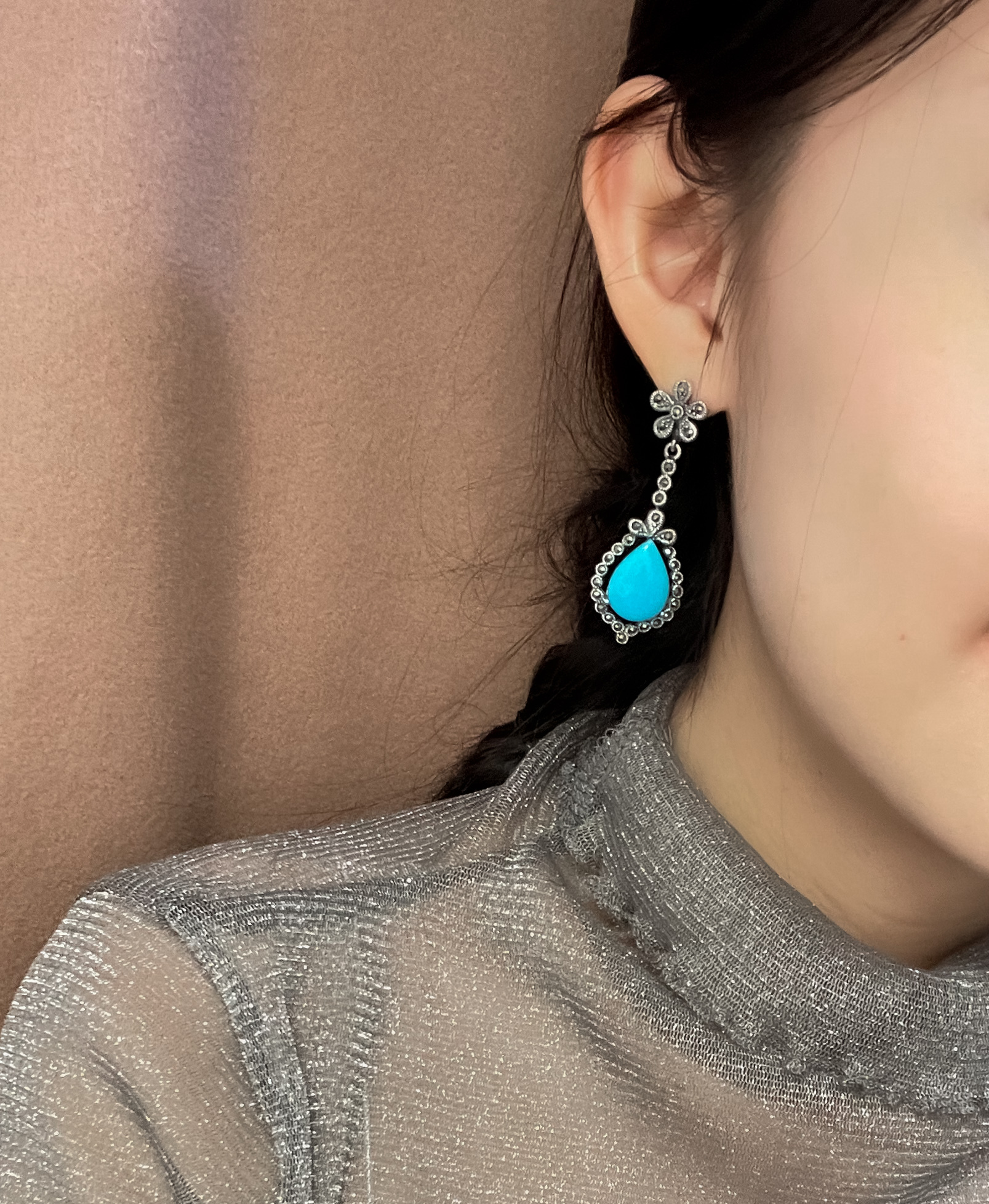 晃晃花圈綠松石耳環（OP2061）