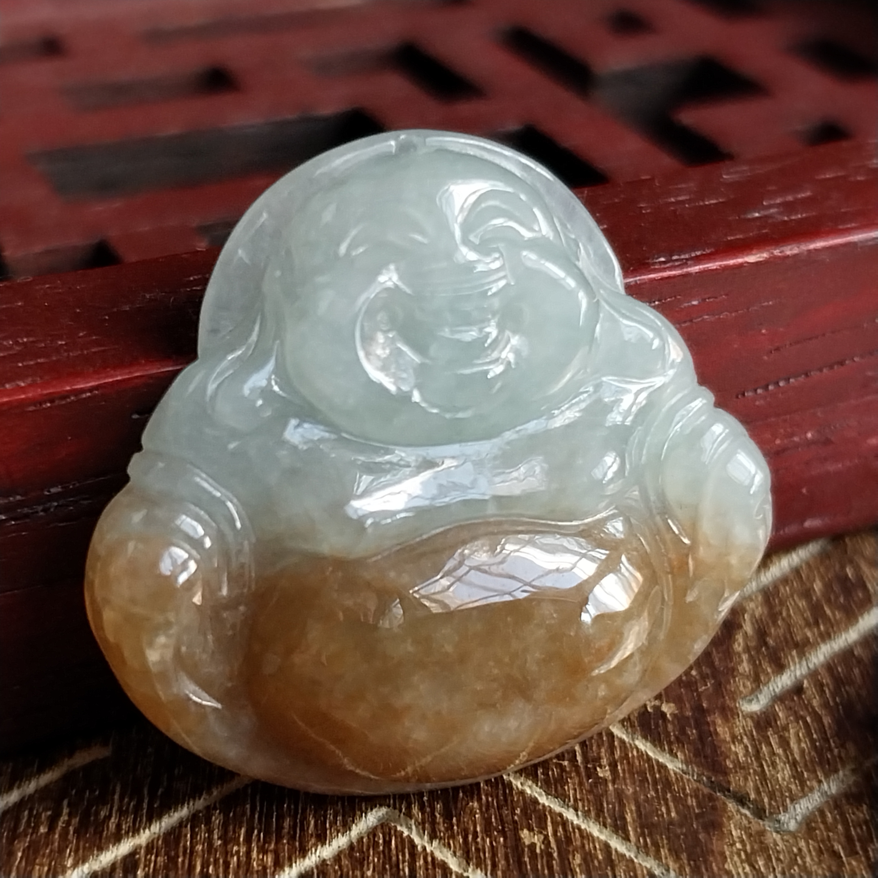 J2188 雙彩黃翡小笑佛