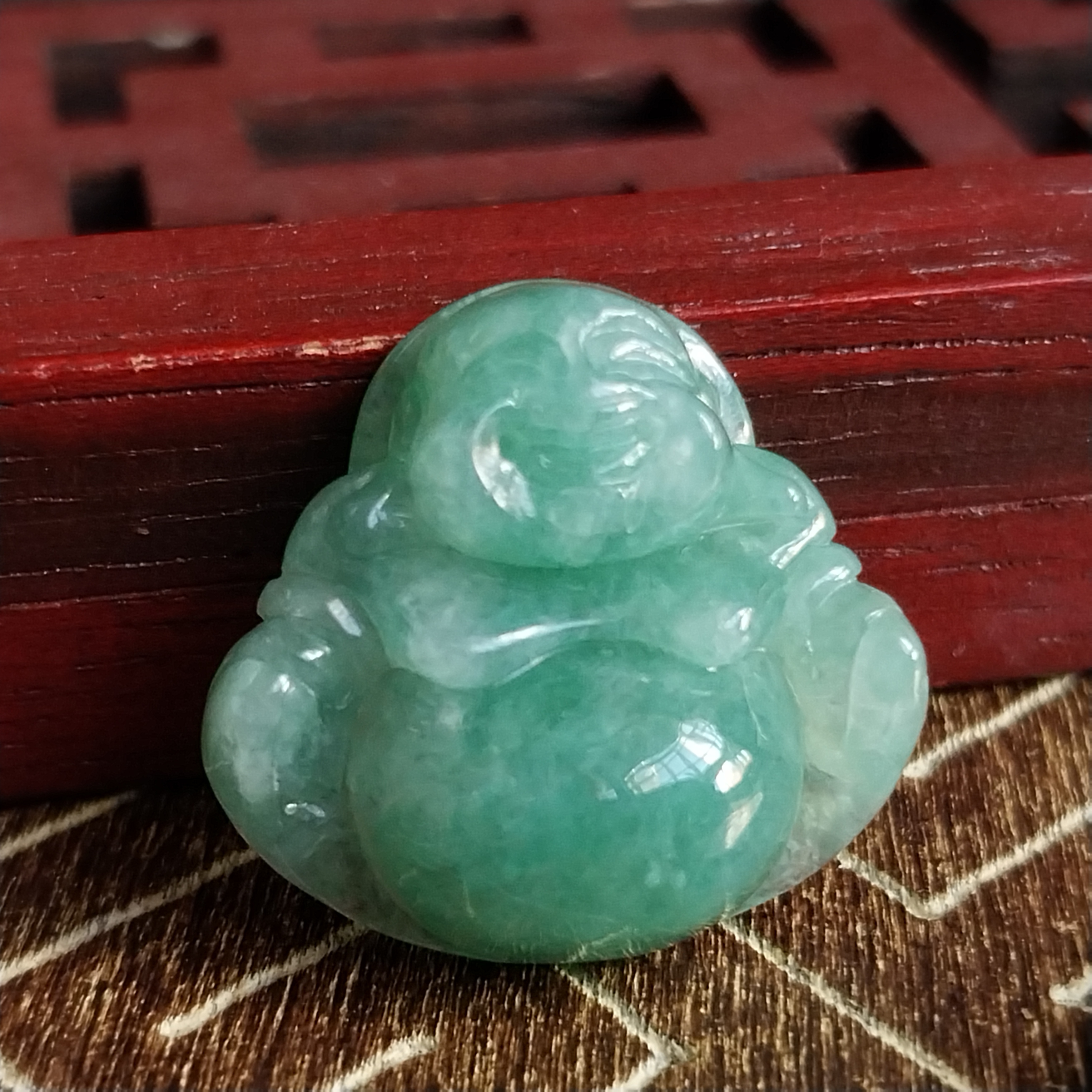 冰陽綠小笑佛,天然翡翠A玉, 緬甸玉, Jade, Jadeite