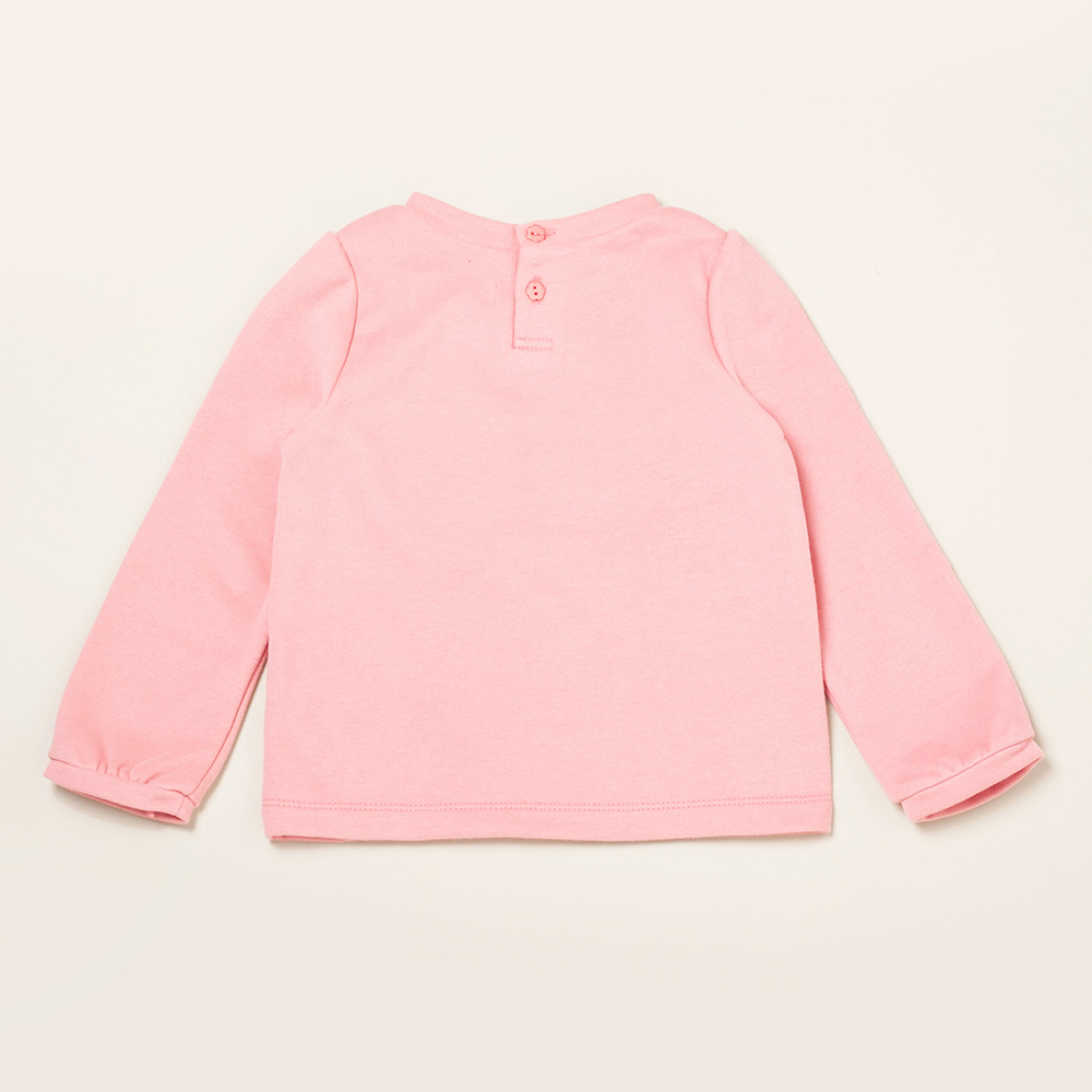 ★官網限定★PIPPY 歡樂小白兔蝴蝶結圓領長袖上衣 玫瑰