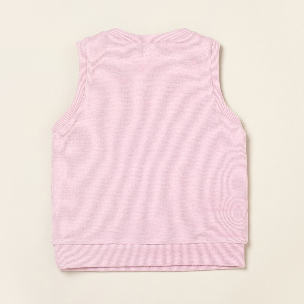 ★官網限定款★PIPPY 花花小鹿刺繡圓領開釦背心 粉