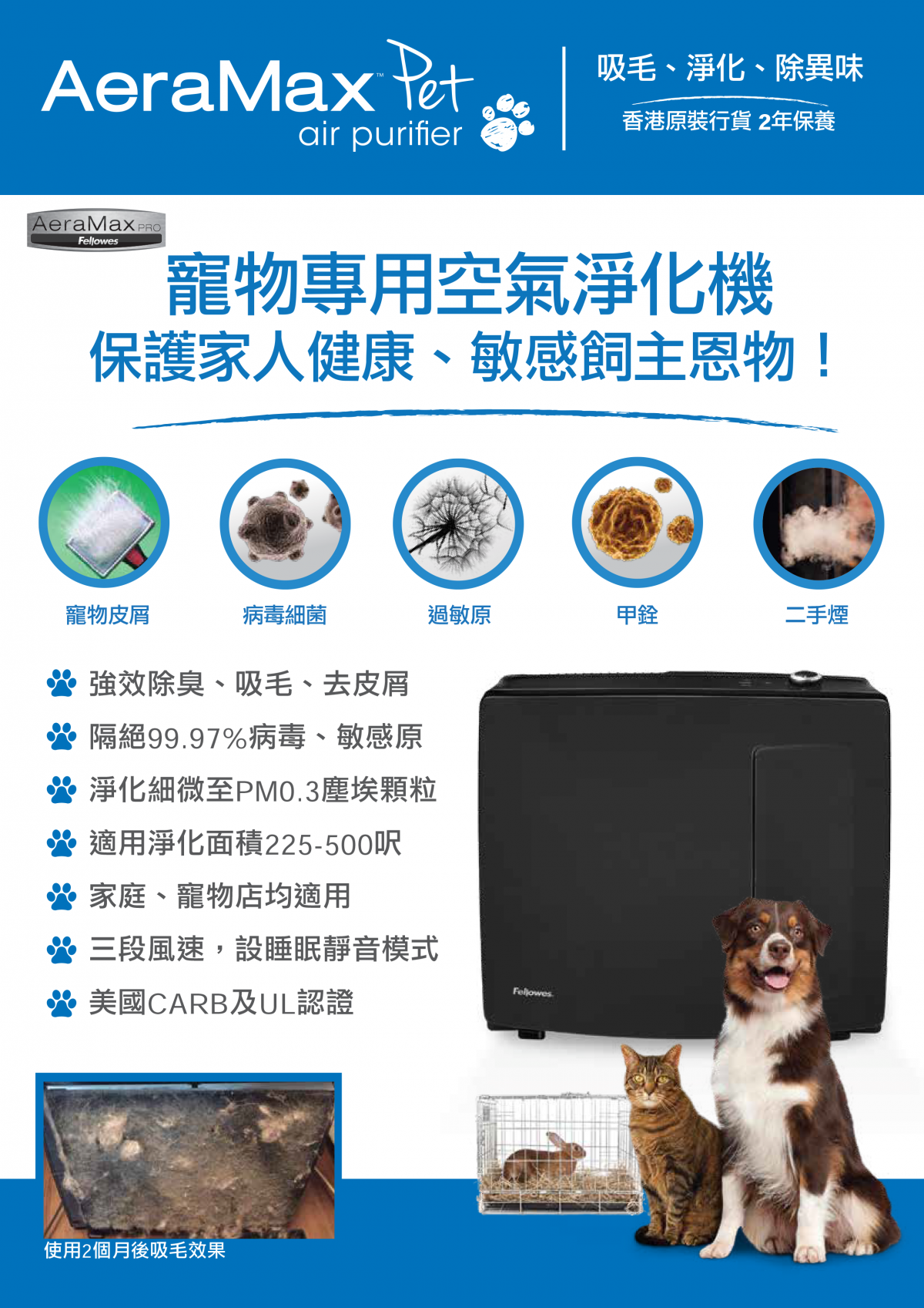 AeraMax PT65 寵物專用空氣淨化機 - 吸毛｜除臭｜抗菌皇者
