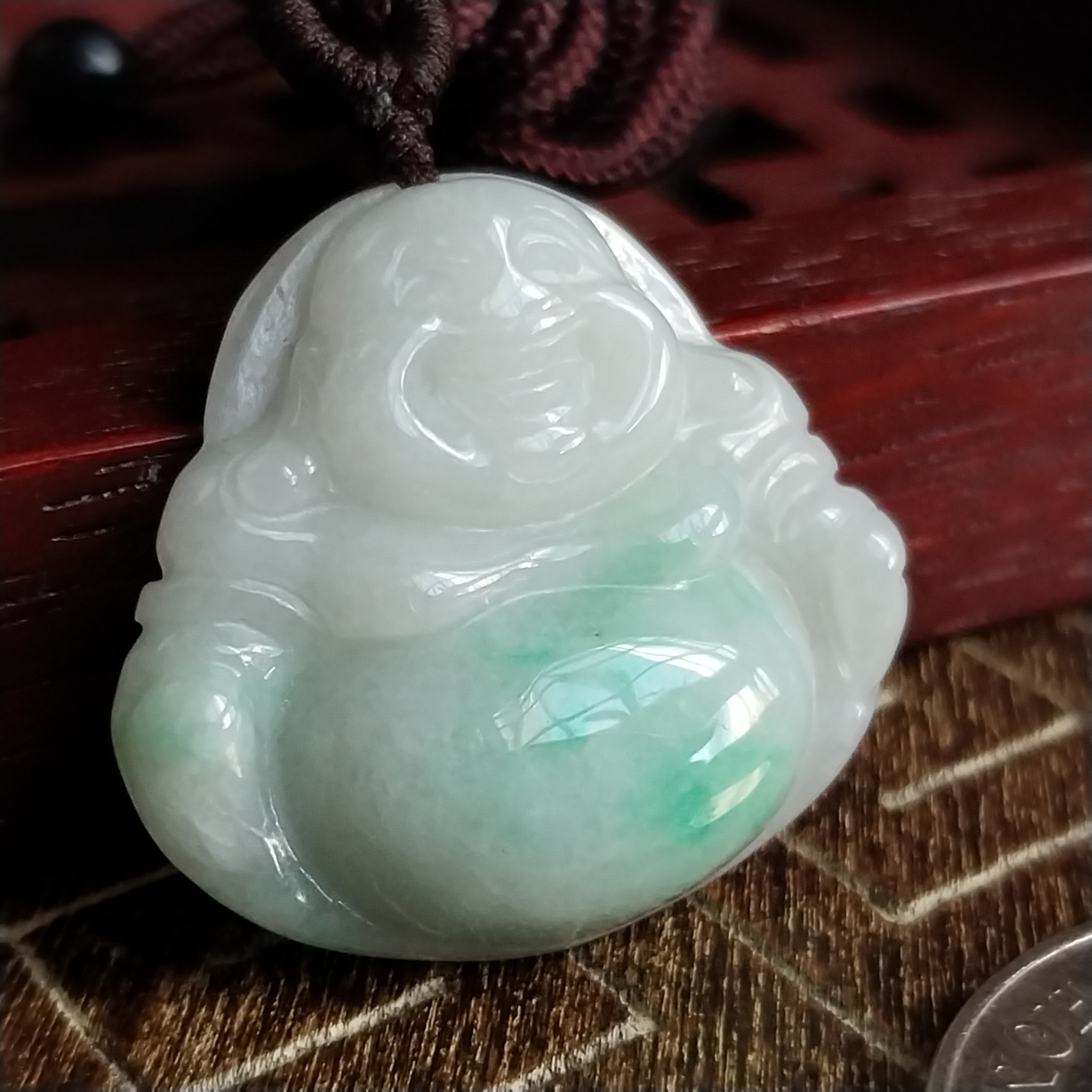 J2261 冰飄綠笑佛吊墜