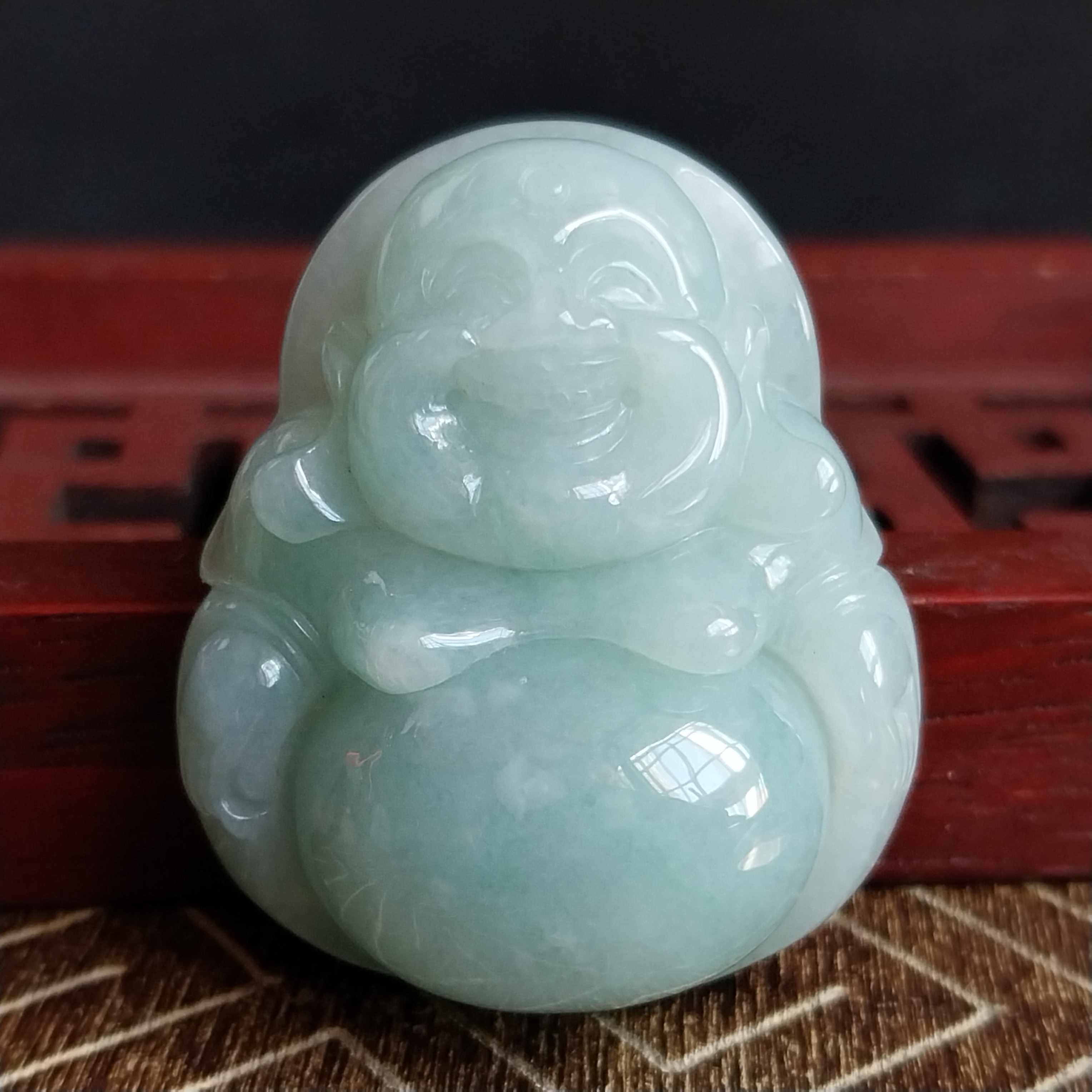 冰淺綠厚庄笑佛,天然翡翠A玉, 緬甸玉, Jade, Jadeite