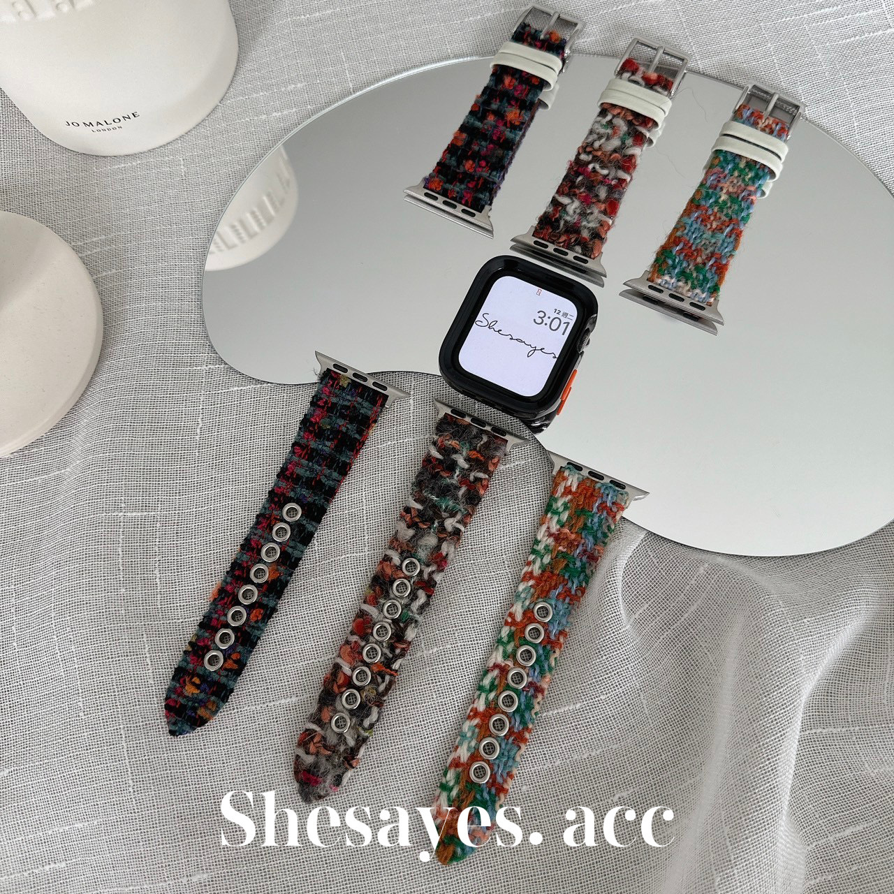 APPLE  WATCH小香風針織毛呢錶帶[三色]