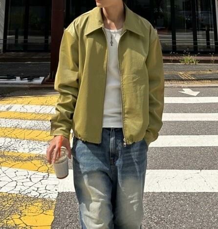 淨色反領暗紋拉鍊合成皮褸 Million-005JK