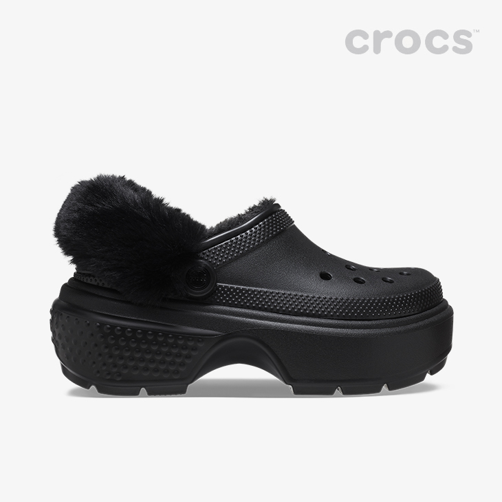LUXURY】Crocs™ Stomp Lined Clog 軟絨雲朵厚底增高毛毛底洞洞鞋