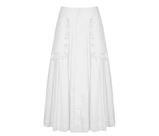 High-waisted A-line pleated skirt