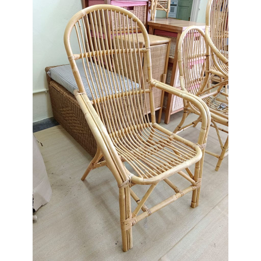 Natural Rattan High Head Rest Arm chair