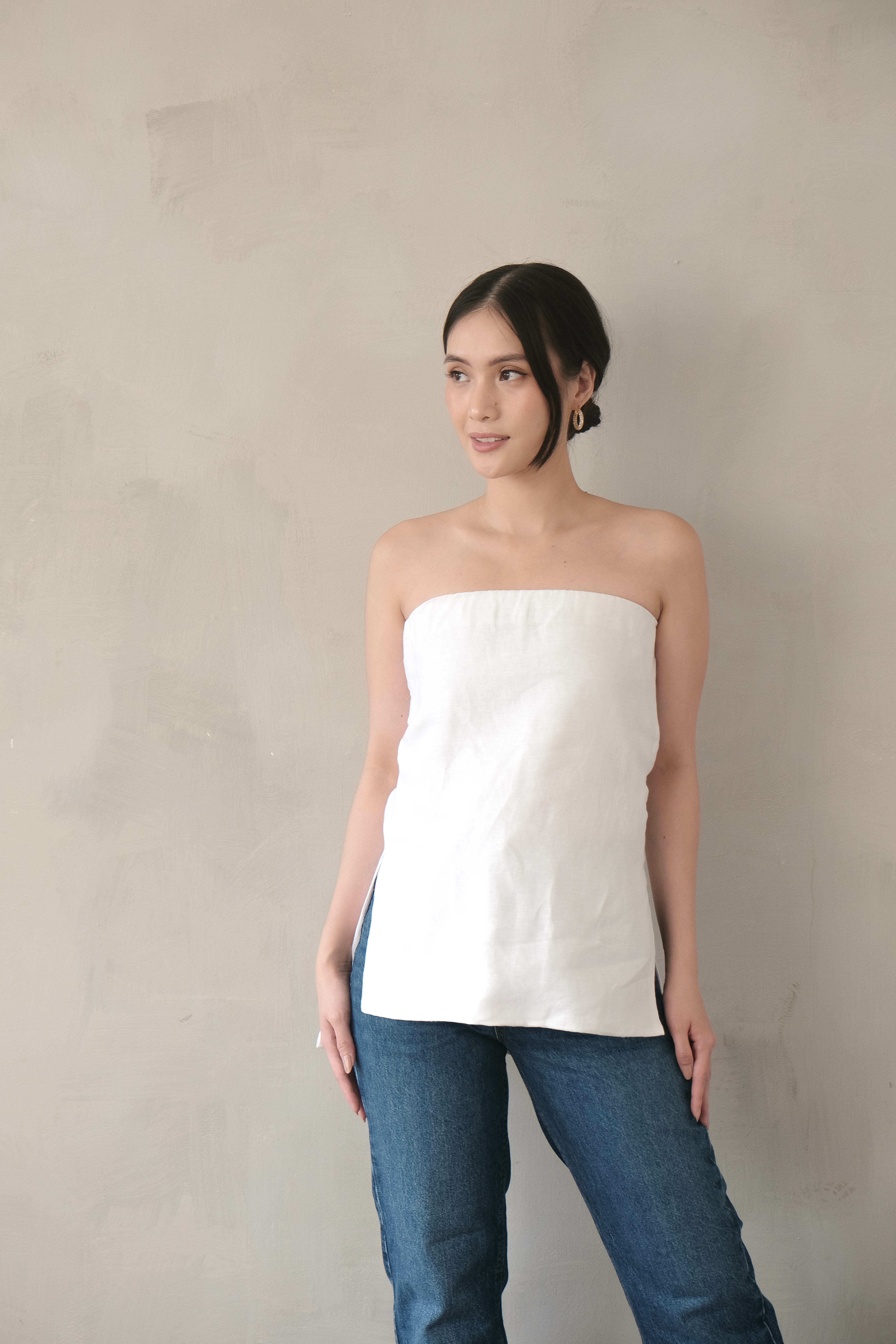 Palmer Linen Top - White