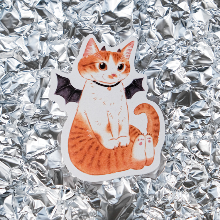 補補貓‧大衛煮愛｜防水貼紙Ｍ｜惡魔橘貓