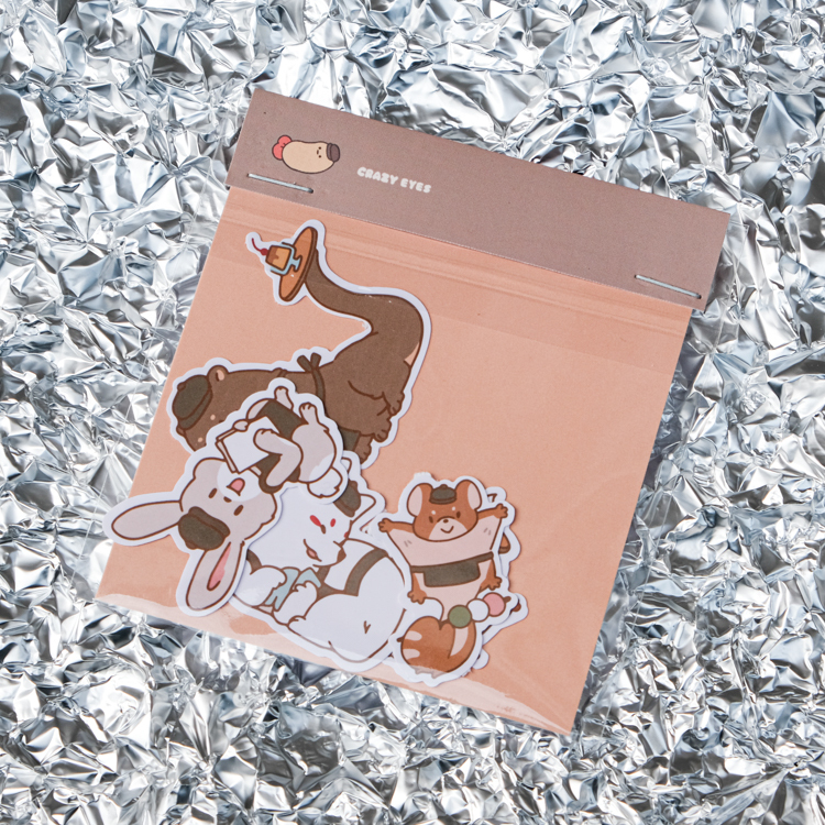 Crazy eyes 瘋狂眼珠｜貼紙包｜喫茶動物