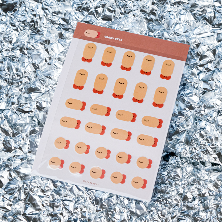 Crazy eyes 瘋狂眼珠｜透明貼紙｜炸蝦