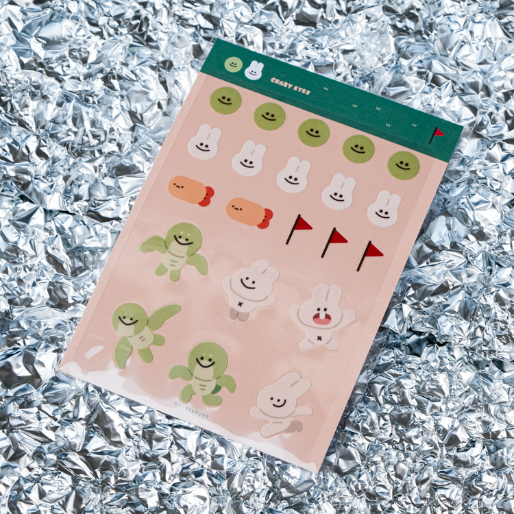 Crazy eyes 瘋狂眼珠｜透明貼紙｜龜兔賽跑