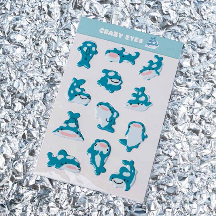 Crazy eyes 瘋狂眼珠｜泡泡貼紙｜鯨鯊泡泡貼