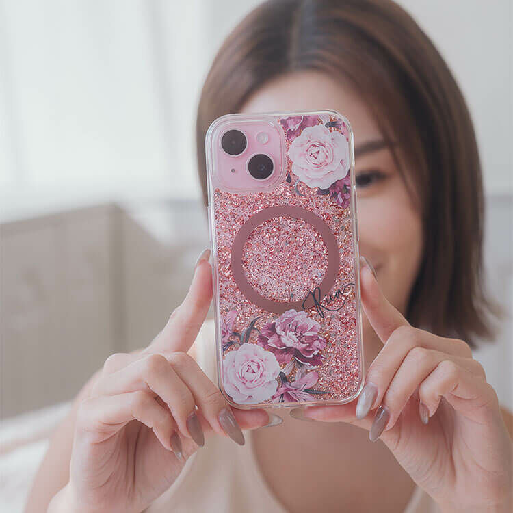 玫粉玫瑰 玫瑰金貝拉殼 (MagSafe兼容) - (訂製名字) iPhone客製化手機殼