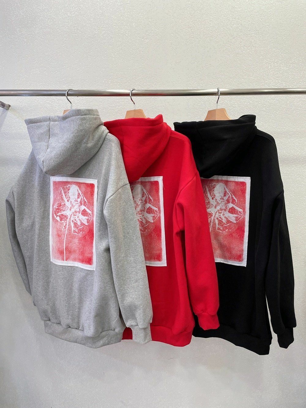 OverSize淨色英文字圖案連帽衛衣(薄抓毛底) 10.GVTY-0065T