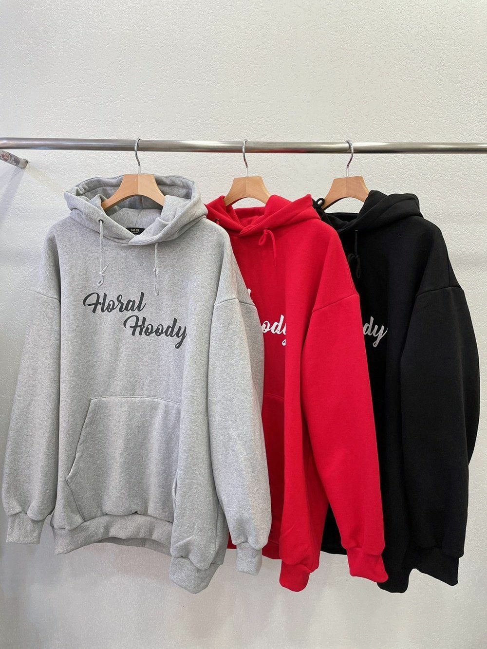 OverSize淨色英文字圖案連帽衛衣(薄抓毛底) 10.GVTY-0065T