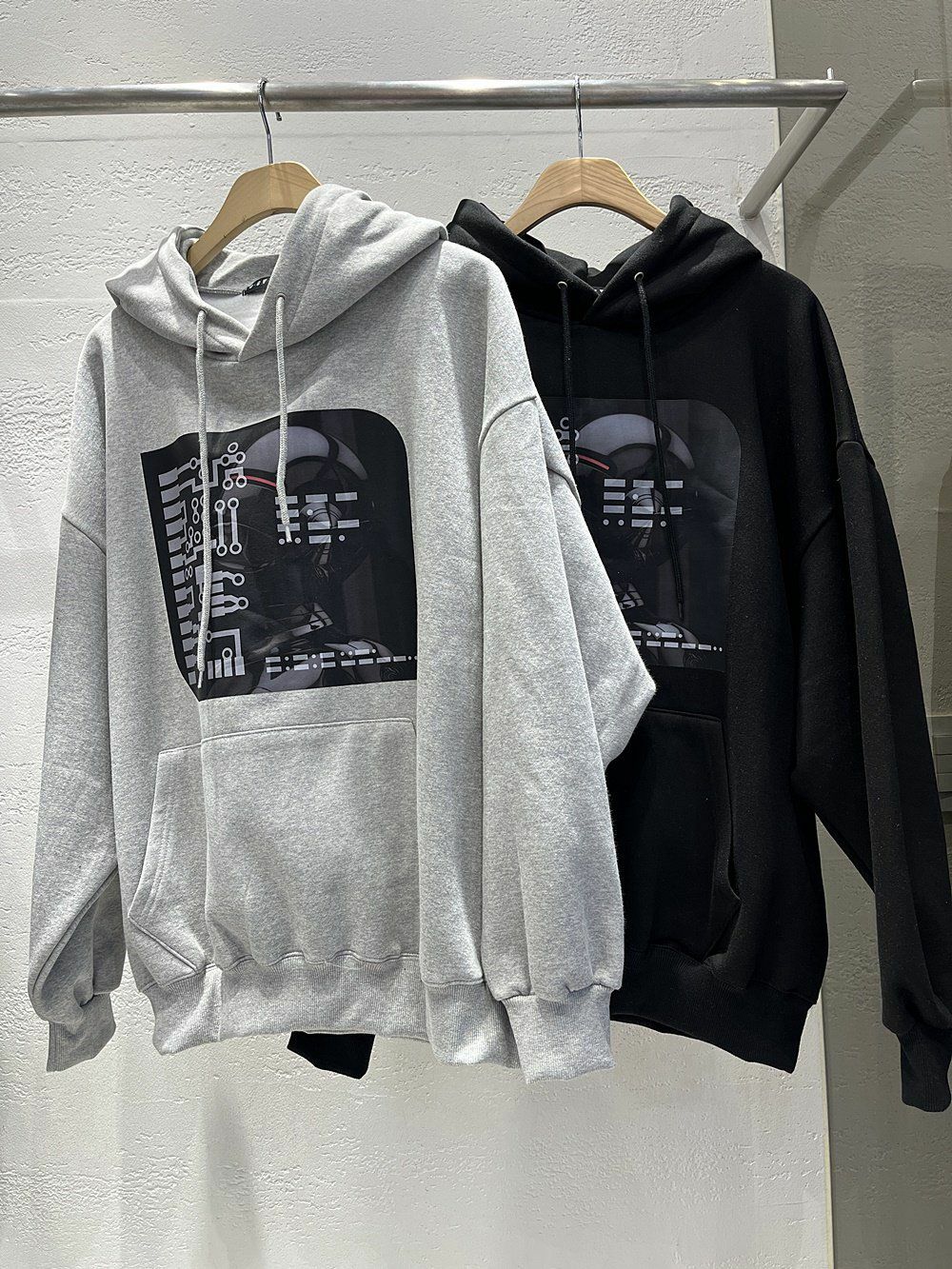 OverSize淨色圖案連帽衛衣(薄抓毛底) 10.GVTY-0071T