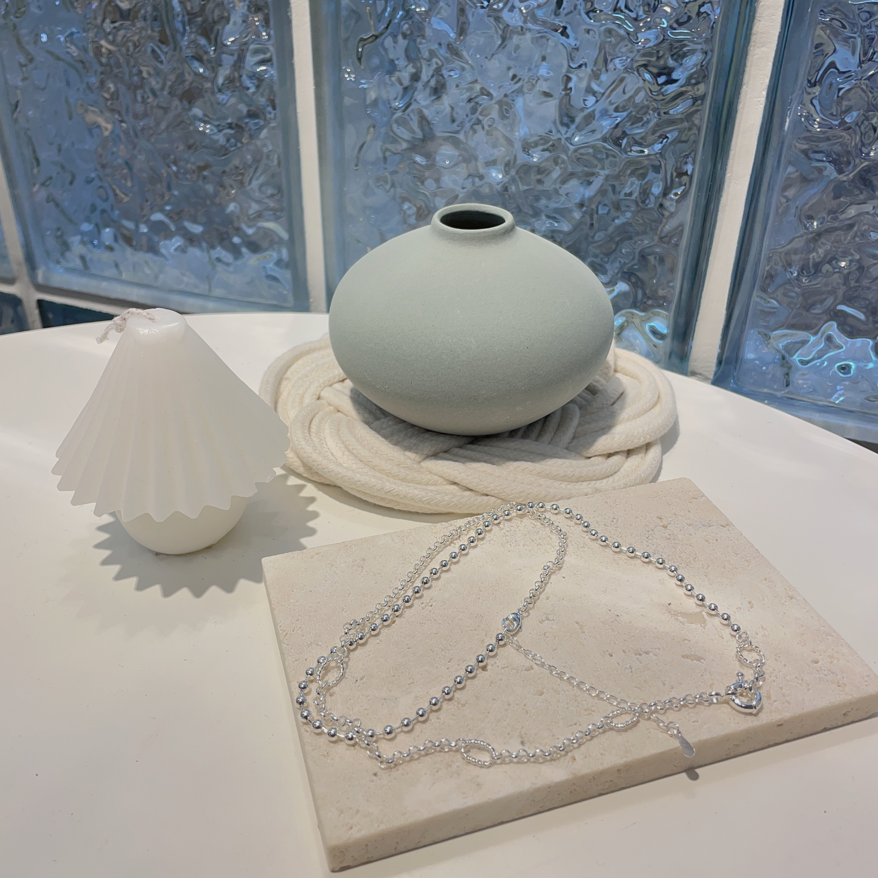 半拼純銀萬用扣頸鏈 65cm