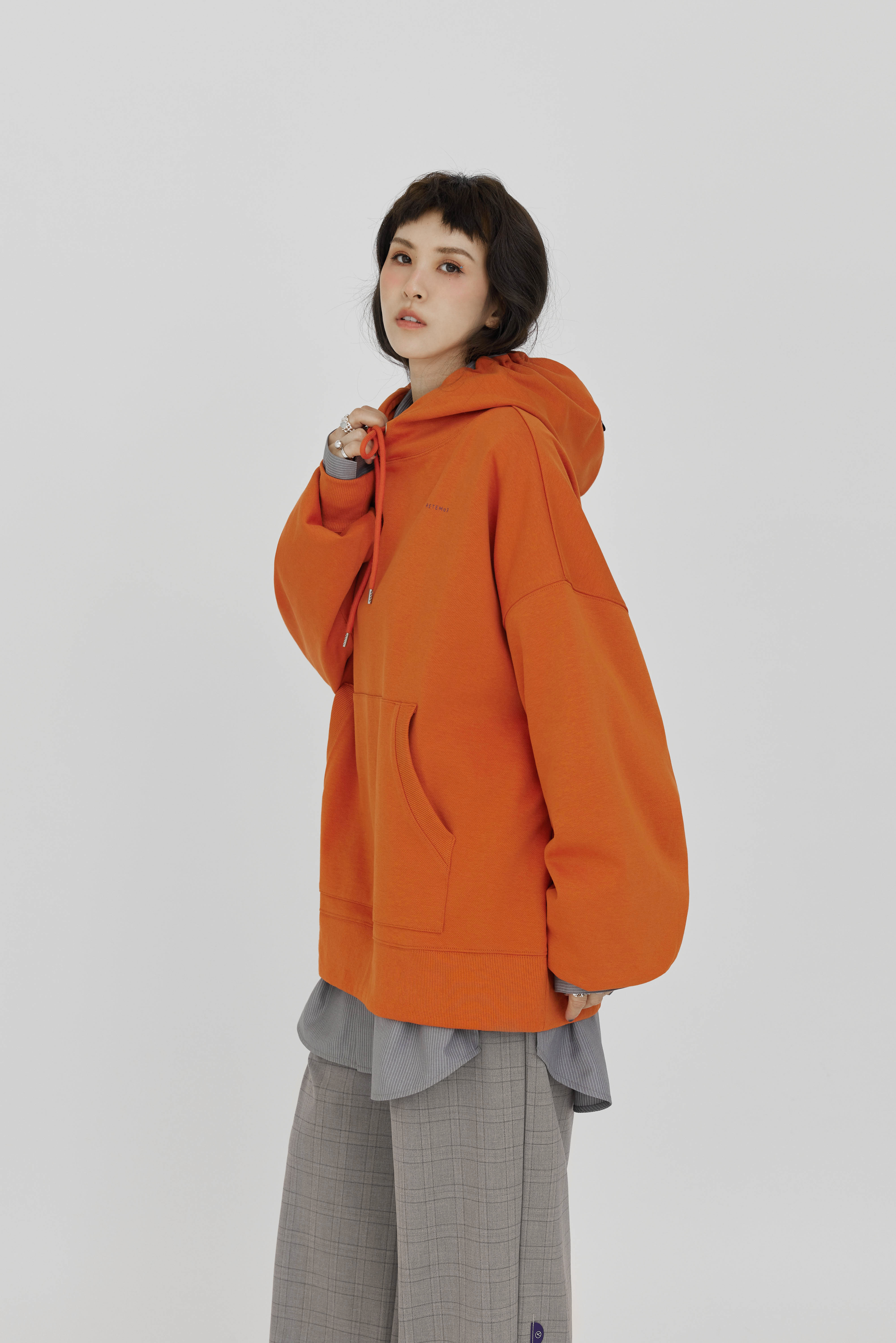 Logo Printed Drawstring Hoodie | Pumpkin