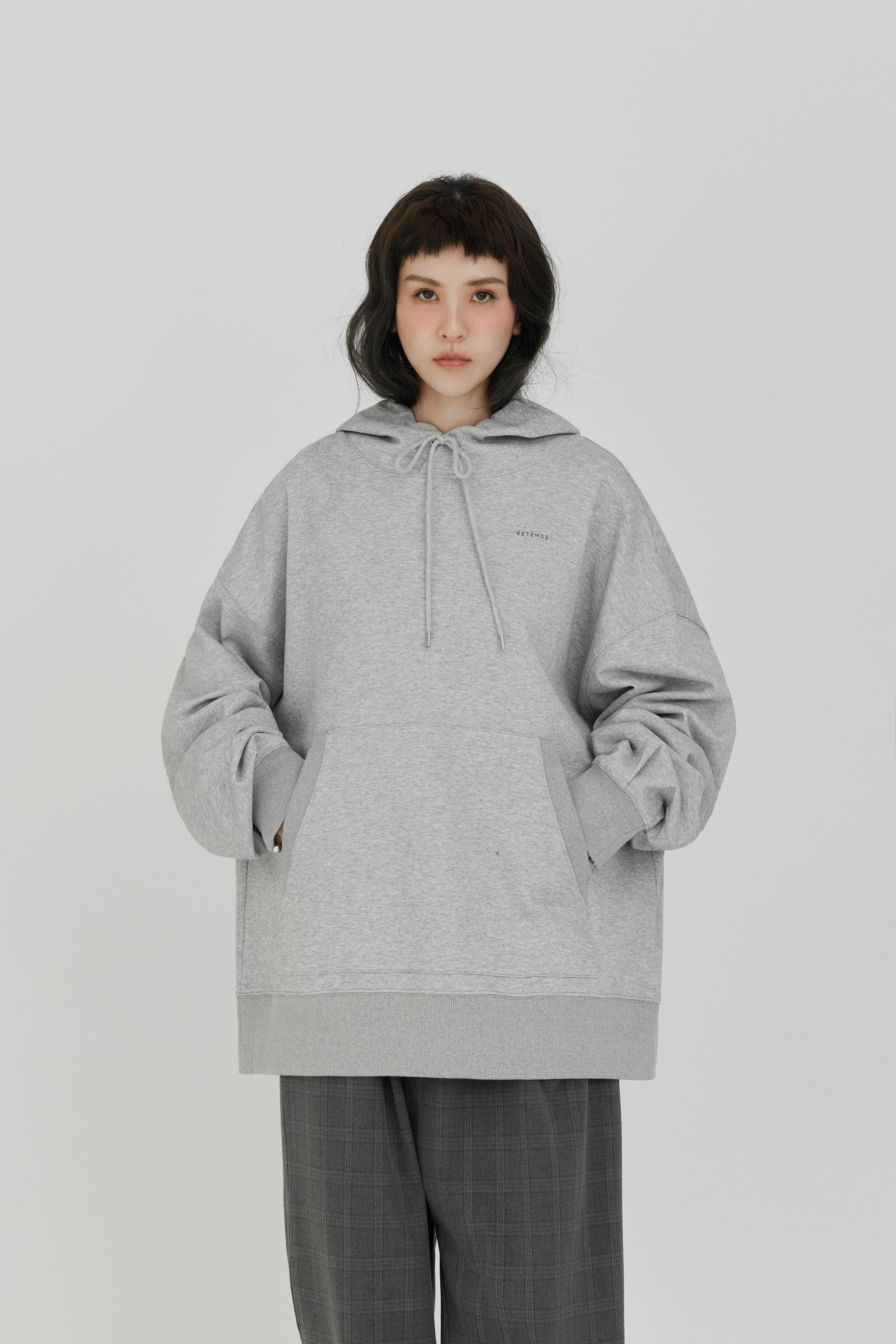 Logo Printed Drawstring Hoodie | Gray