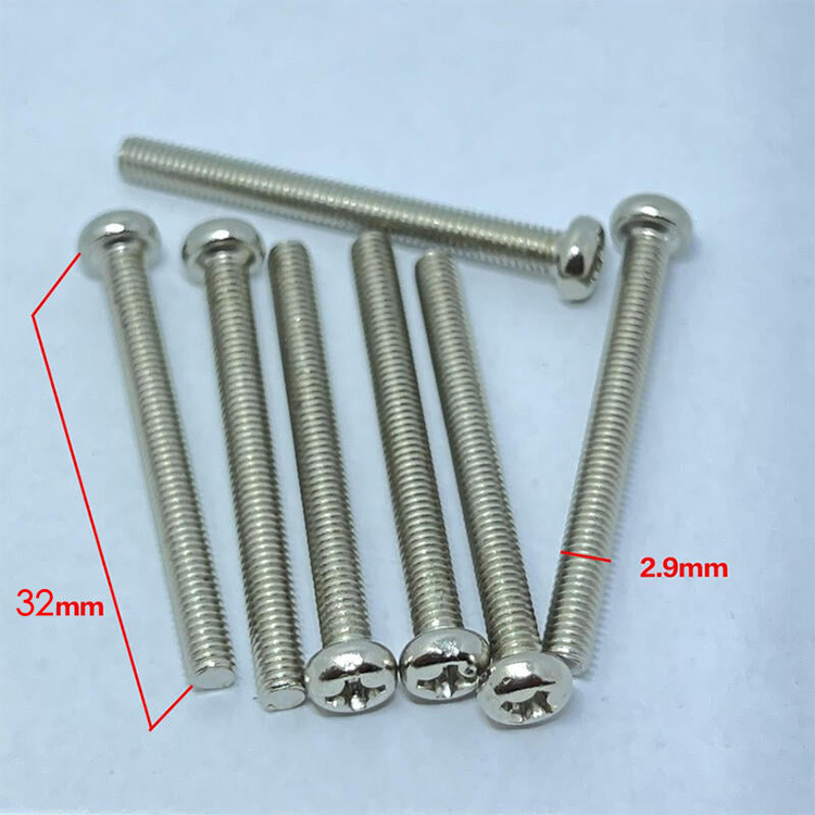 國產 雙線圈 圓頭 拾音器高度 螺絲 銀色 (長32mm/直徑2.9mm)單支