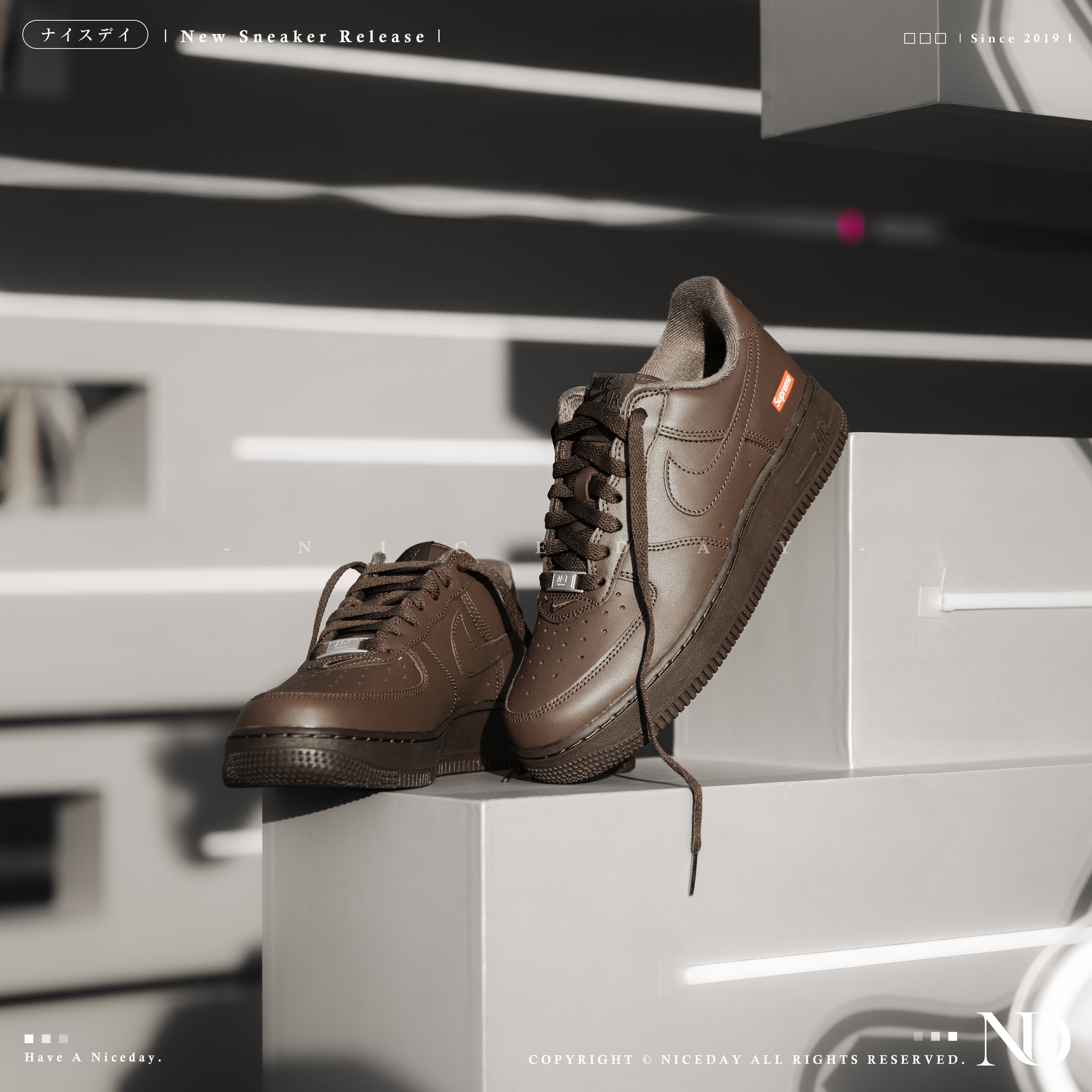 NICEDAY 代購 Supreme x Nike Air Force 1 聯名款 深棕 美拉德 男女 CU9225-200