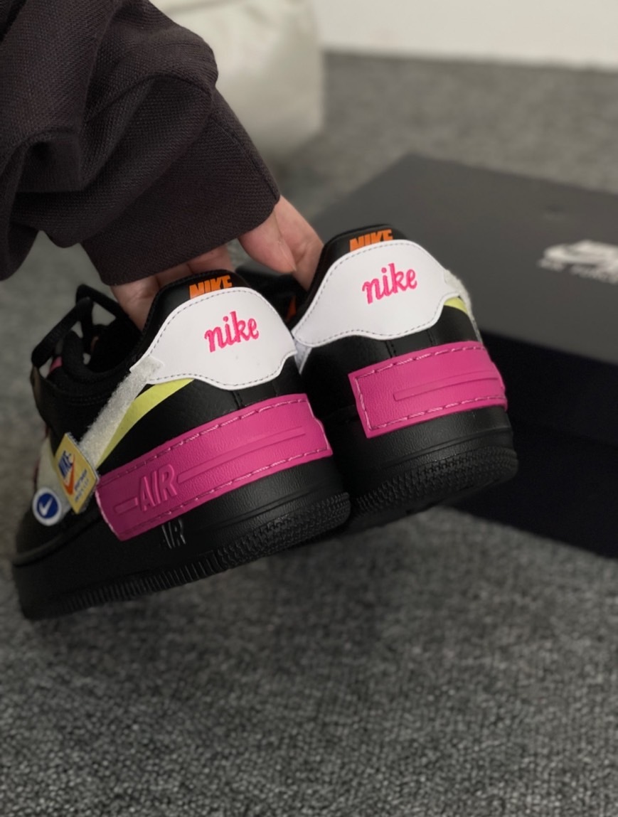 Nike W Air Force 1 Shadow 黑粉 厚底 皮革 休閒運動 板鞋 女鞋 CU4743001