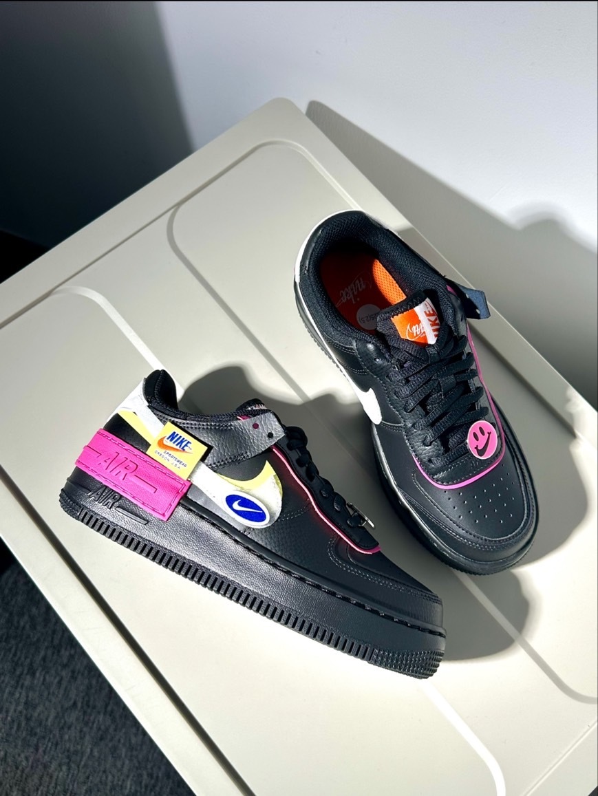 Nike W Air Force 1 Shadow 黑粉 厚底 皮革 休閒運動 板鞋 女鞋 CU4743001