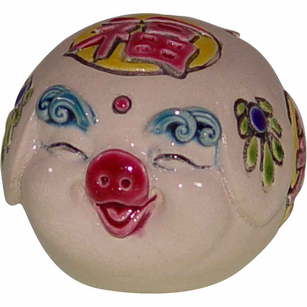 鹿港窯禮品館│交趾陶-福祿壽-諸事順利│白豬