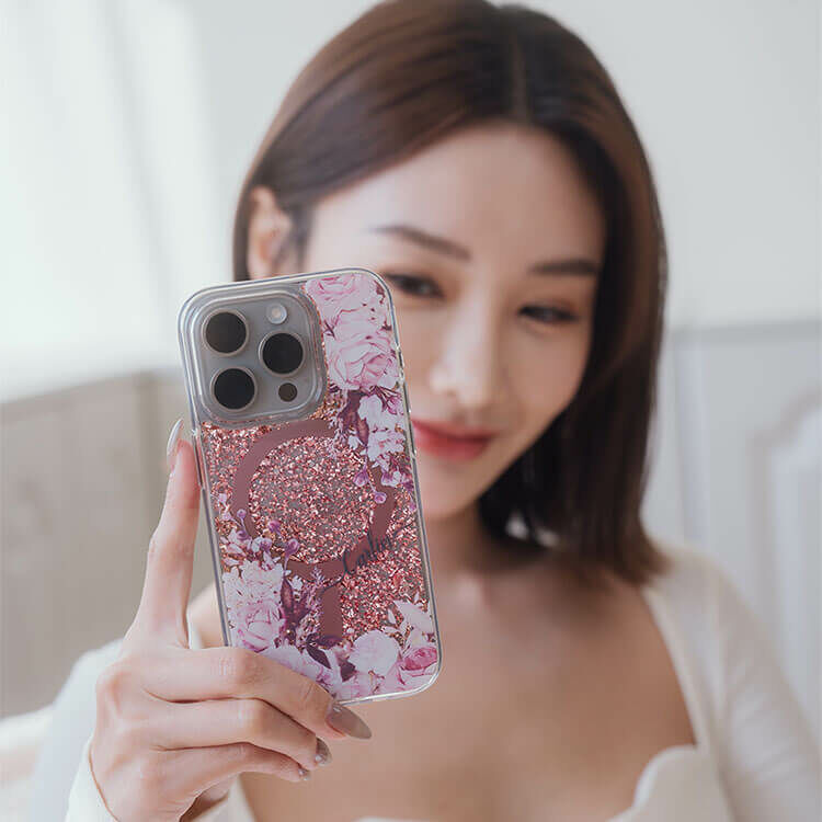 法式玫瑰 玫瑰金貝拉殼 (MagSafe兼容) - (訂製名字) iPhone客製化手機殼