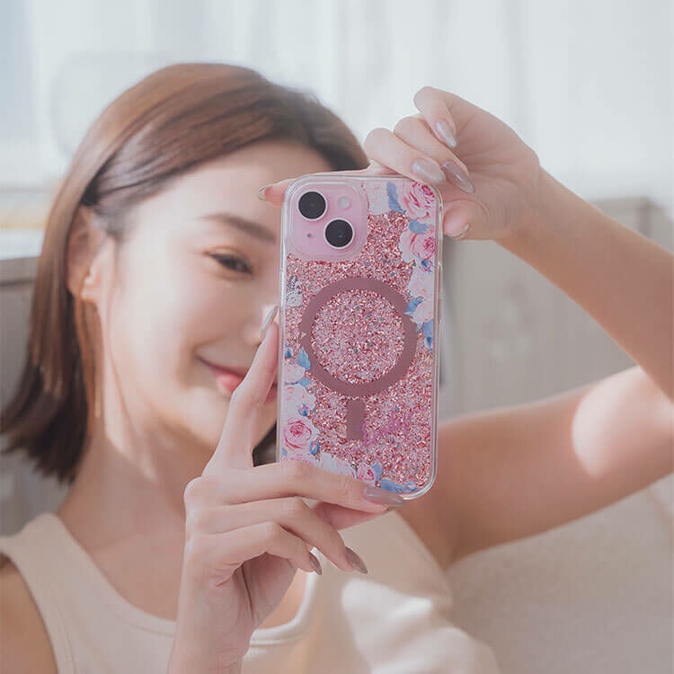 婚禮玫瑰 玫瑰金貝拉殼 (MagSafe兼容) - (訂製名字) iPhone客製化手機殼