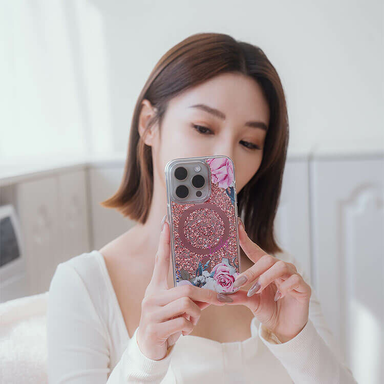 淡粉玫瑰 玫瑰金貝拉殼 (MagSafe兼容) - (訂製名字) iPhone客製化手機殼