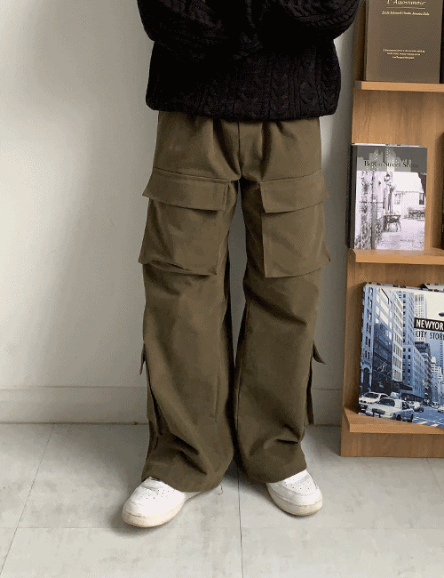 四分立體桃皮絨拉絨棉繫帶工裝褲