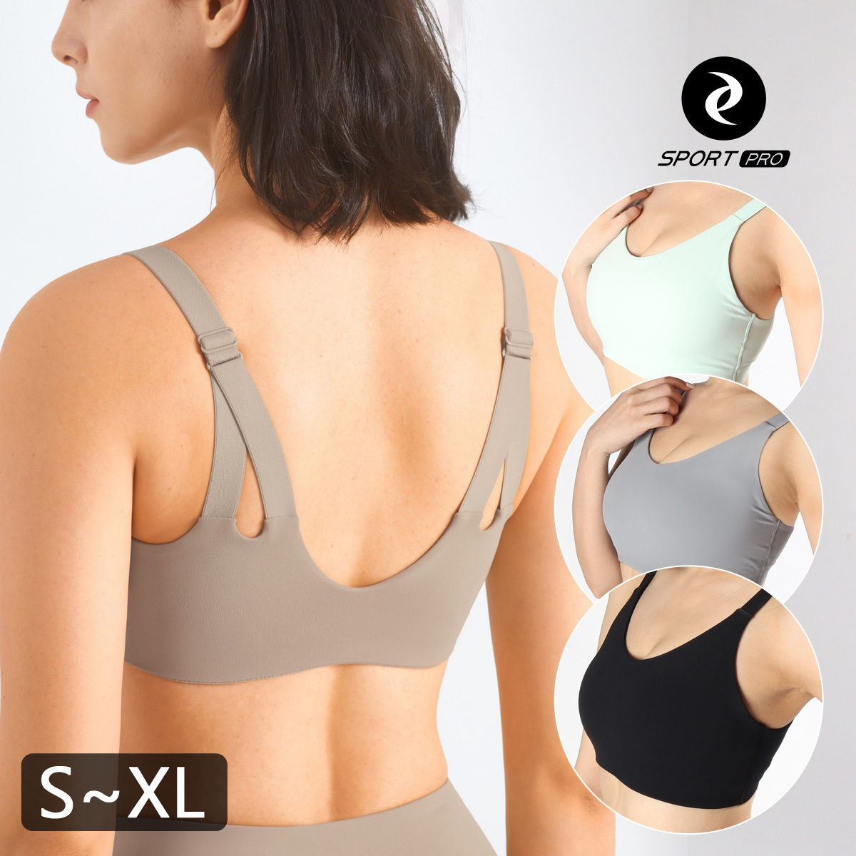 萊卡中強度可調肩帶大V美背瑜珈/運動/機能內衣【可換襯墊/上下一致】*