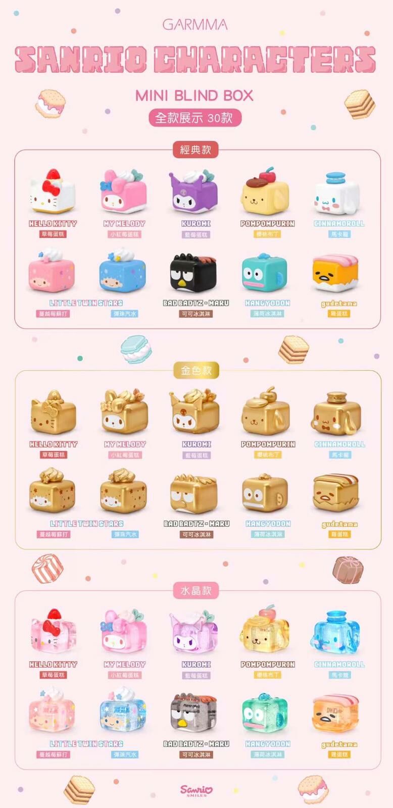 2024 Sanrio 授權 可愛MINI迷你豆 Characters 甜點系列 盲盒抽