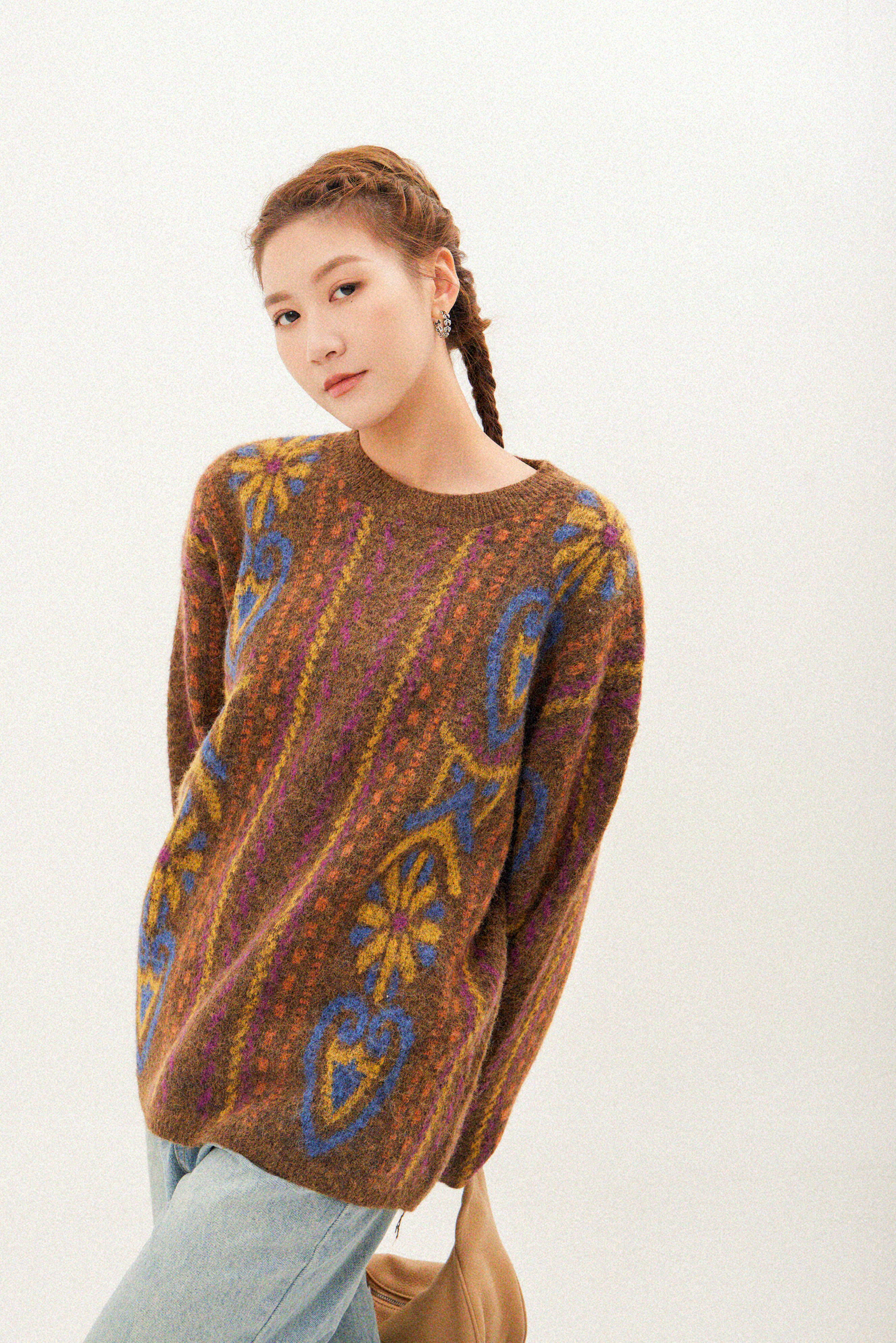 民族風織花毛冷衫（現貨款式）