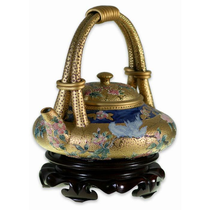 居家開運鎏金線塑 茶壺【花鳥圖】全部手工製作