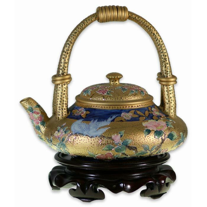 居家開運鎏金線塑 茶壺【花鳥圖】全部手工製作