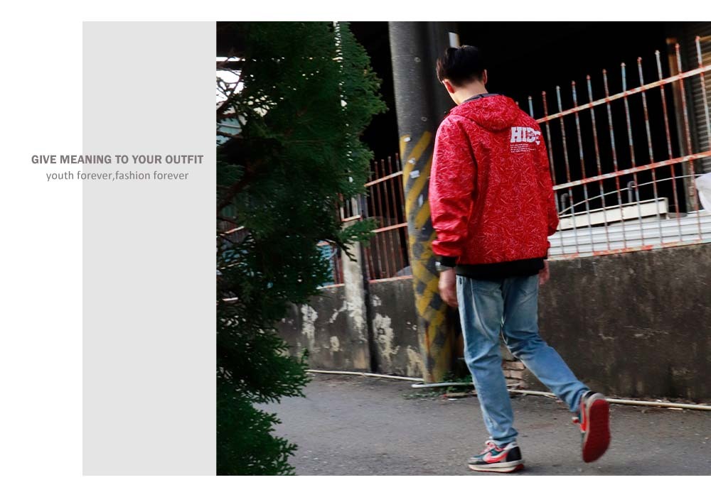 RETOP 機能幾何線條防潑水風衣 紅