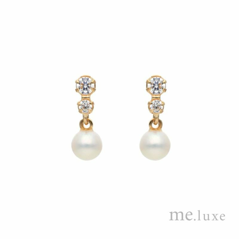【me.luxe】K10鋯石珍珠耳環