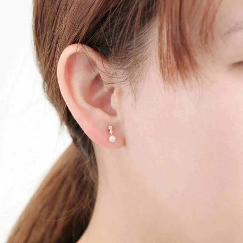 【me.luxe】K10鋯石珍珠耳環